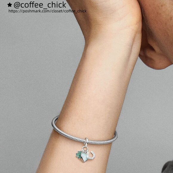 Pandora Four Leaf Clover, Heart and Horseshoe Triple Dangle Charm - Picture 4 of 5